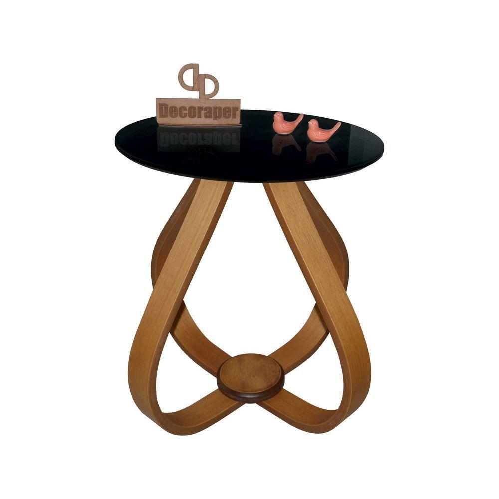 Mesa Lateral Cebola Com Vidro 45cm 60cm Preto - 1