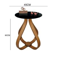 Mesa Lateral Cebola Com Vidro 45cm 60cm Preto - 2
