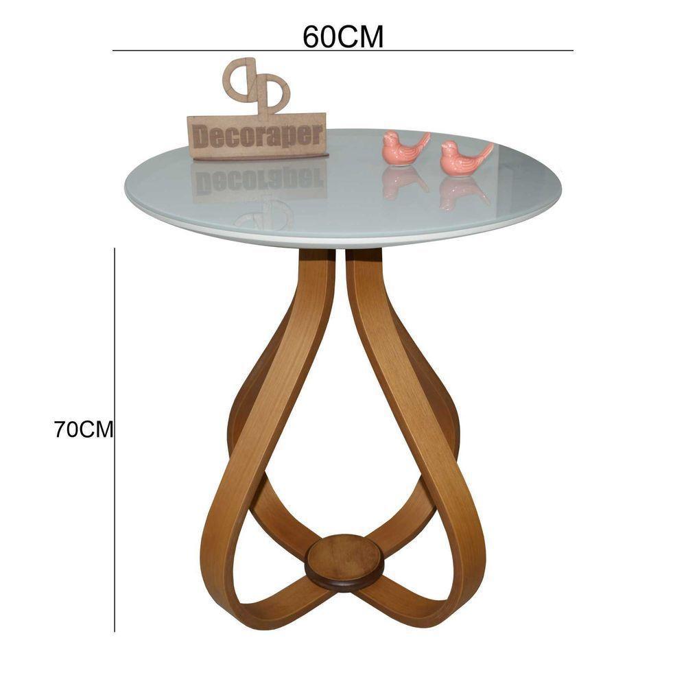 Mesa Lateral Cebola Com Vidro 60cm Off White 70cm - 2