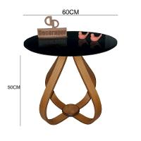 Mesa Lateral Cebola Com Vidro 60cm Preto 50cm - 2