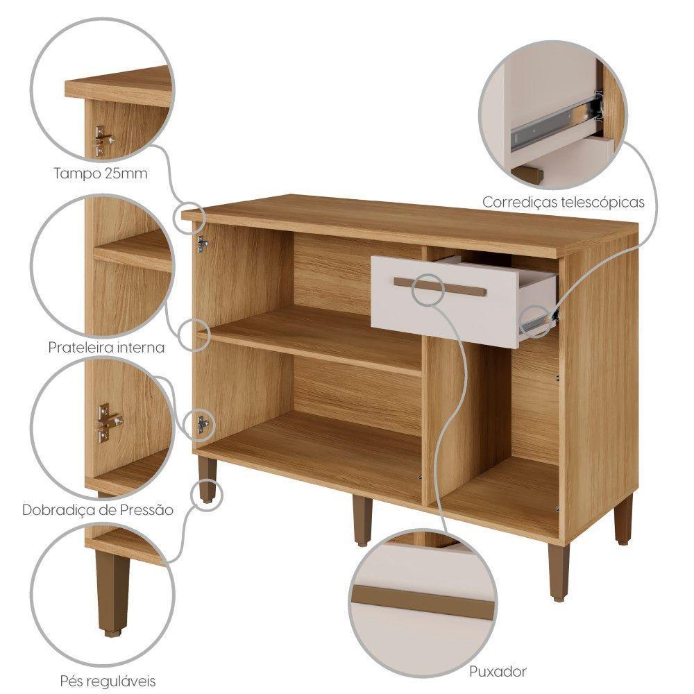 Balcão Imperial 3 Portas Arte Móveis Cinamomo/off - 10