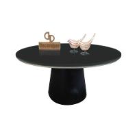 Mesa Centro Base Cone Laqueada Com Tampo Laca Vidro 60cm Preto 35cm - 1