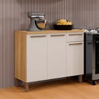 Balcão Clássico 03 Portas Arte Móveis Cinamomo/off - 7