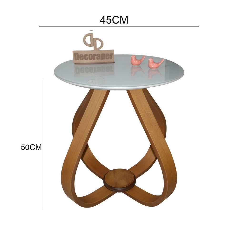 Mesa Lateral Cebola Com Vidro 45cm 50cm Off White - 2