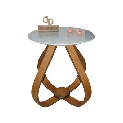 Mesa Lateral Cebola Com Vidro 45cm 50cm Off White