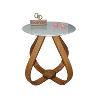 Mesa Lateral Cebola Com Vidro 45cm 50cm Off White - 1