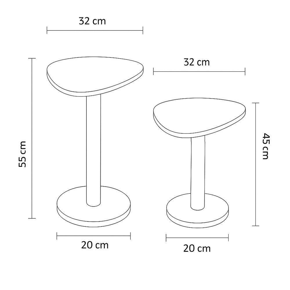 Kit 2 Mesas Laterais De Canto Monopé Com Tampo Orgânico Cor Preto - 6