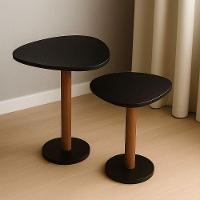 Kit 2 Mesas Laterais De Canto Monopé Com Tampo Orgânico Cor Preto - 2