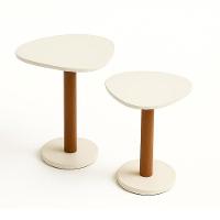 Kit 2 Mesas Laterais De Canto Monopé Com Tampo Orgânico Cor Branco - 1