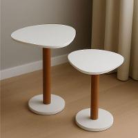 Kit 2 Mesas Laterais De Canto Monopé Com Tampo Orgânico Cor Branco - 2