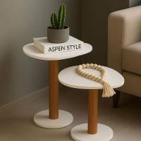 Kit 2 Mesas Laterais De Canto Monopé Com Tampo Orgânico Cor Branco - 3