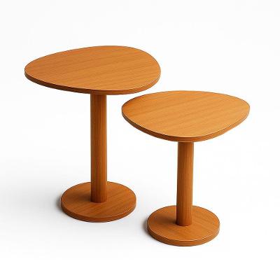 Kit 2 Mesas Laterais De Canto Monopé Com Tampo Orgânico Cor Mel