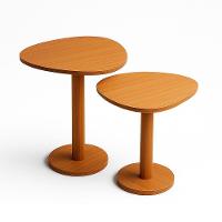 Kit 2 Mesas Laterais De Canto Monopé Com Tampo Orgânico Cor Mel - 1