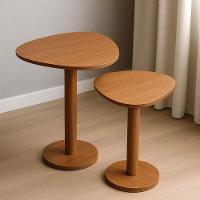 Kit 2 Mesas Laterais De Canto Monopé Com Tampo Orgânico Cor Mel - 2