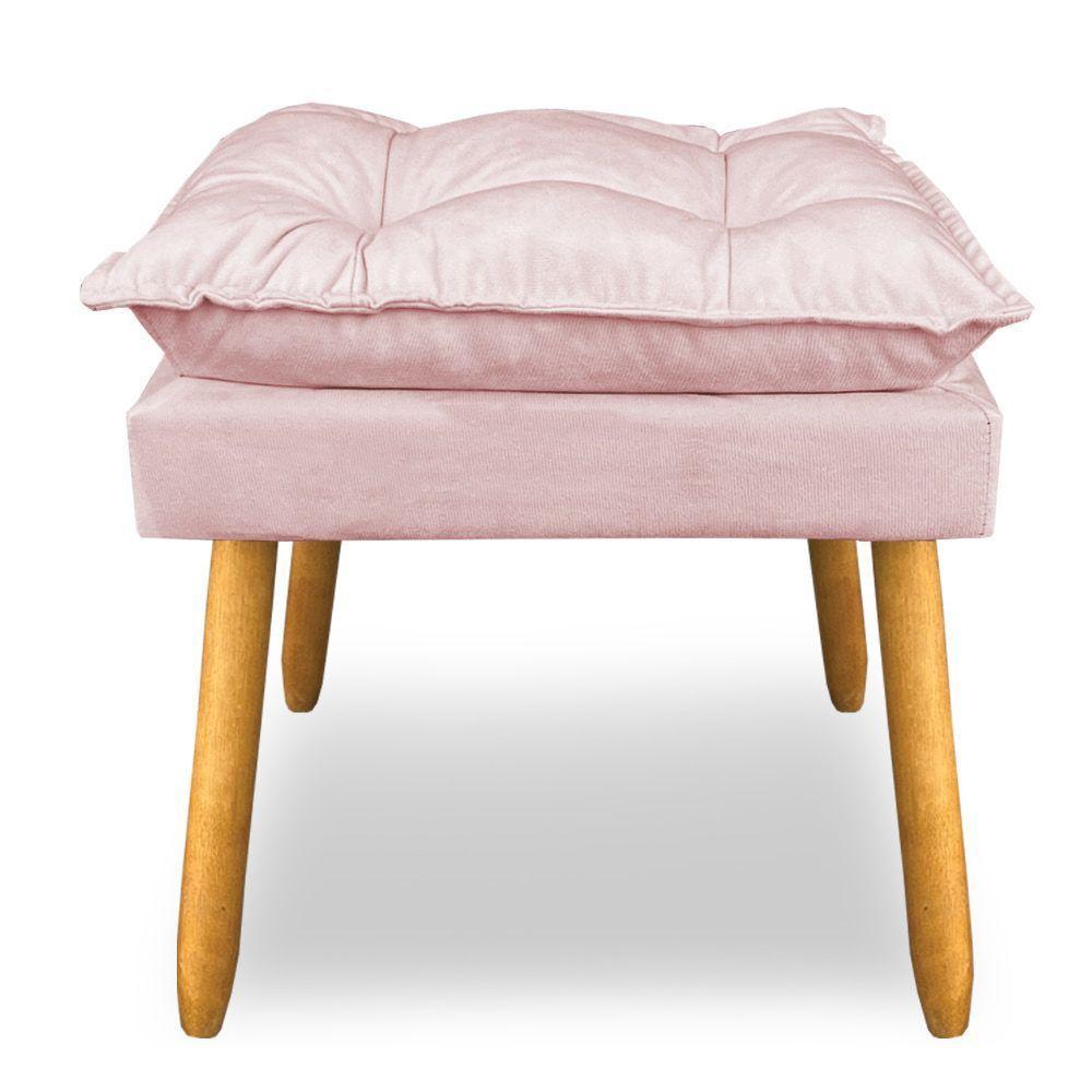 Puff Decorativo Opala Suede Rosa Bebê Pés Palito Sky Mobile - 3