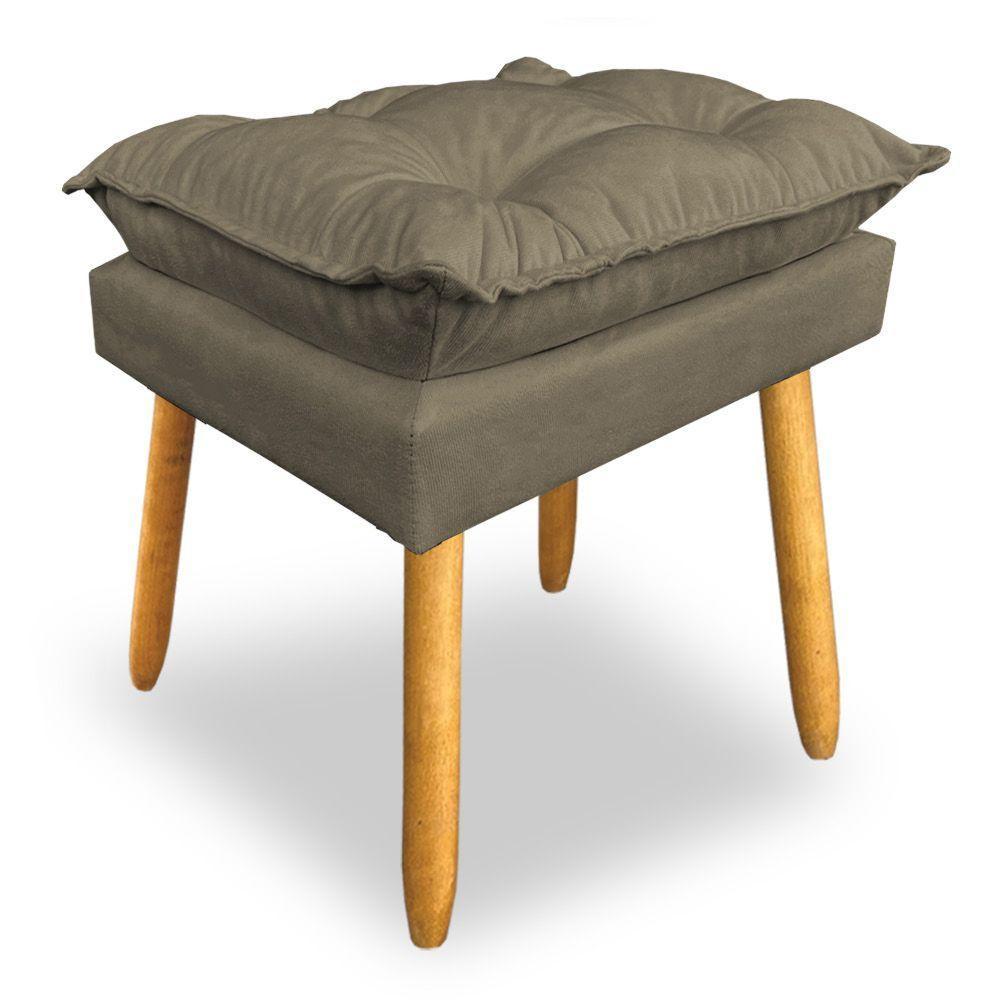 Kit 2 Puffs Decorativo Opala Suede Cappuccino Pés Palito Sky Mobile - 3