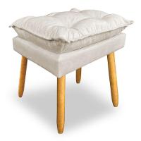 Kit 2 Puffs Decorativo Opala Suede Bege Pés Palito Sky Mobile