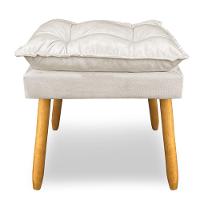 Kit 2 Puffs Decorativo Opala Suede Bege Pés Palito Sky Mobile - 5