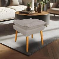 Kit 2 Puffs Decorativo Opala Linho Cappuccino Pés Palito Sky Mobile - 2