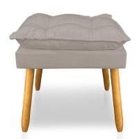 Kit 2 Puffs Decorativo Opala Linho Cappuccino Pés Palito Sky Mobile