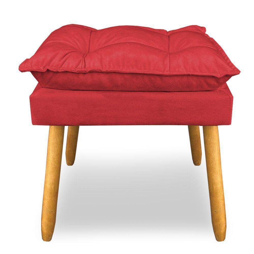 Puff Decorativo Opala Suede Vermelho Pés Palito Sky Mobile - 3