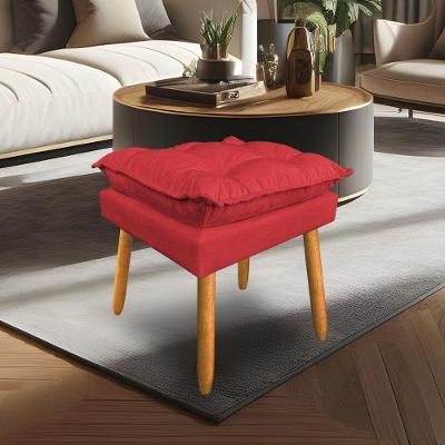 Puff Decorativo Opala Suede Vermelho Pés Palito Sky Mobile