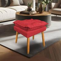 Puff Decorativo Opala Suede Vermelho Pés Palito Sky Mobile - 1