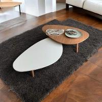 Kit 2 Mesas De Centro Orgânicas Pés Palito Em Madeira Cor Branco E Mel - 3