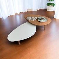 Kit 2 Mesas De Centro Orgânicas Pés Palito Em Madeira Cor Branco E Mel