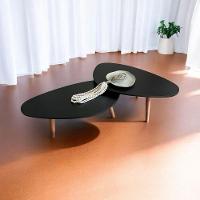 Kit 2 Mesas De Centro Orgânicas Pés Palito Em Madeira Cor Preto