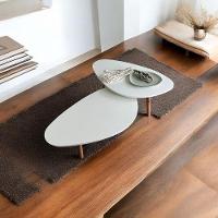 Kit 2 Mesas De Centro Orgânicas Pés Palito Em Madeira Cor Branco - 2