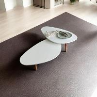 Kit 2 Mesas De Centro Orgânicas Pés Palito Em Madeira Cor Branco