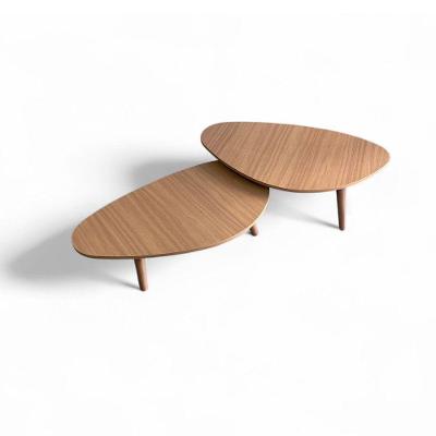 Kit 2 Mesas De Centro Orgânicas Pés Palito Em Madeira Cor Mel