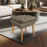 Puff Decorativo Opala Suede Cappuccino Pés Palito Sky Mobile - 1