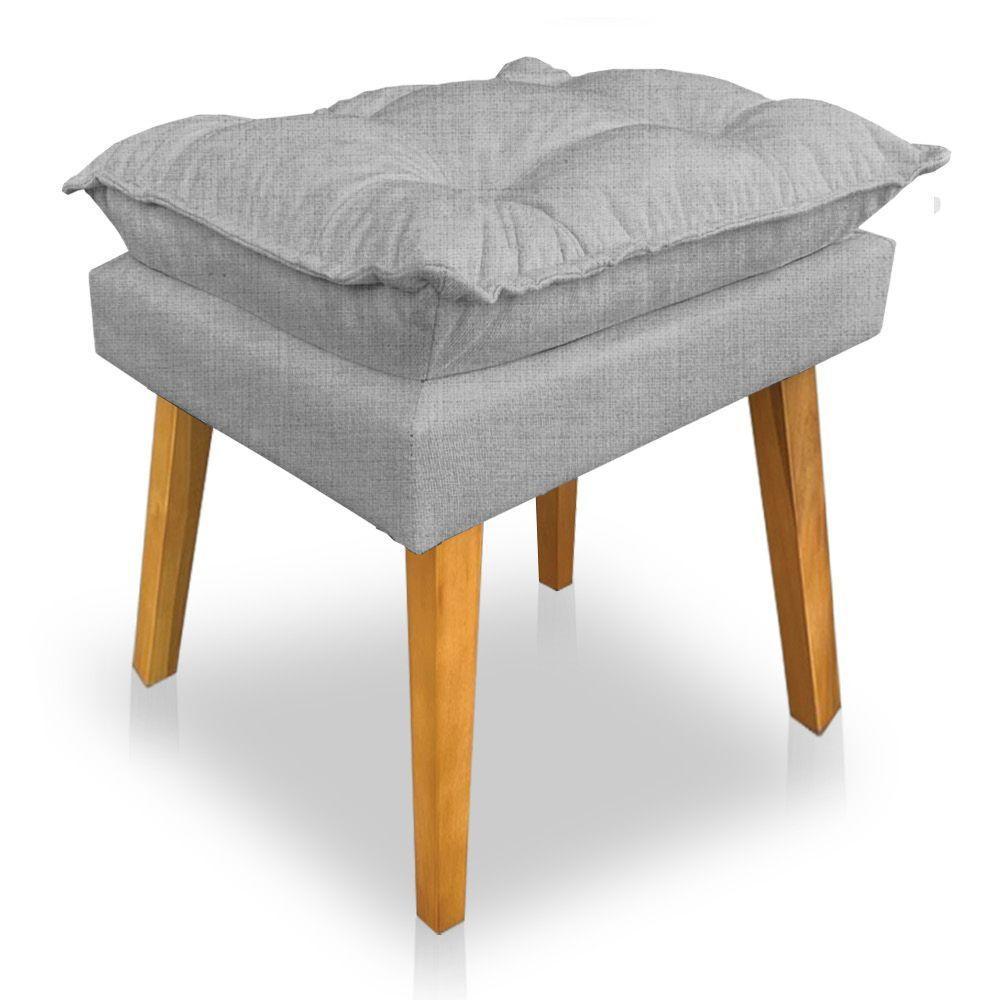 Kit 2 Poltronas Decorativa E Puff Opala Luxo Linho Cinza Sky Mobile - 5