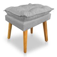 Kit 2 Poltronas Decorativa E Puff Opala Luxo Linho Cinza Sky Mobile - 5