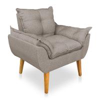 Kit 2 Poltronas Decorativa E Puff Opala Luxo Linho Cappuccino Sky Mobile - 3