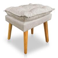 Kit Poltrona Decorativa E Puff Opala Luxo Linho Bege Sky Mobile - 5