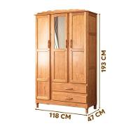 Guarda Roupa Rústico Suíça 3 Portas 2 Gavetas Com Espelho Repleta