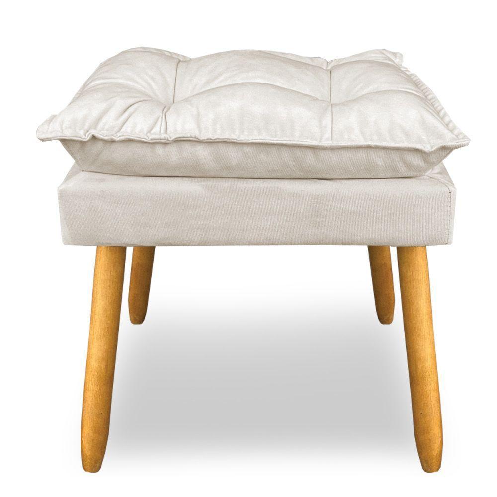 Puff Decorativo Opala Suede Bege Pés Palito Sky Mobile - 3