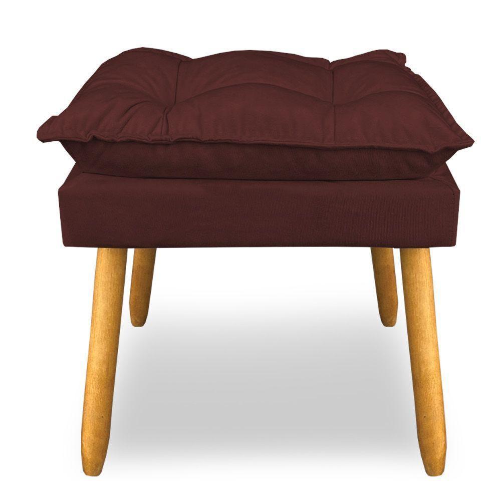 Kit 2 Puffs Decorativo Opala Suede Marsala Pés Palito Sky Mobile - 4