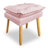 Kit 2 Puffs Decorativo Opala Suede Rosa Bebê Pés Palito Sky Mobile - 3