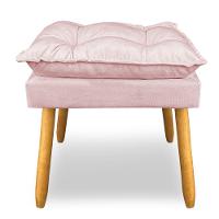 Kit 2 Puffs Decorativo Opala Suede Rosa Bebê Pés Palito Sky Mobile