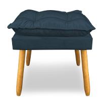 Kit 2 Puffs Decorativo Opala Suede Azul Marinho Pés Palito Sky Mobile