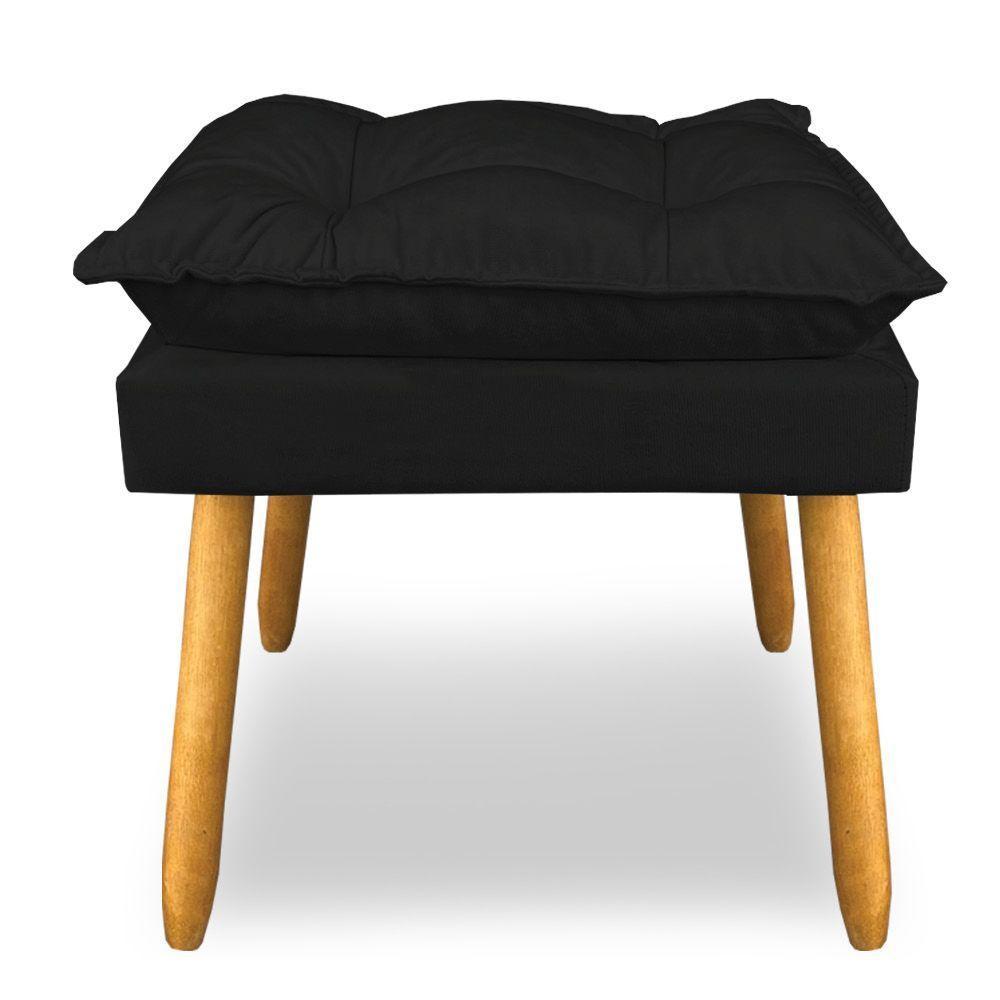 Kit 2 Puffs Decorativo Opala Suede Preto Pés Palito Sky Mobile - 4