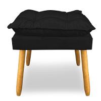 Kit 2 Puffs Decorativo Opala Suede Preto Pés Palito Sky Mobile