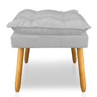 Puff Decorativo Opala Linho Cinza Pés Palito Sky Mobile - 3