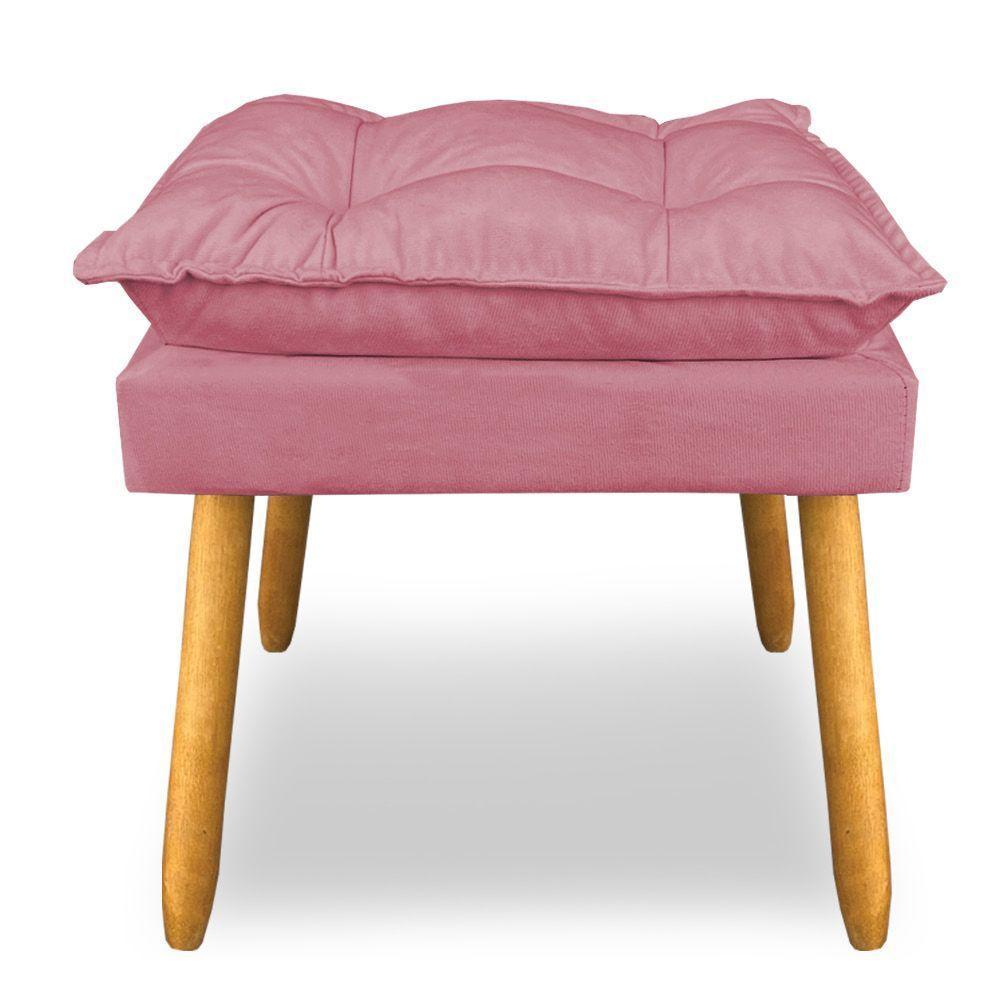 Puff Decorativo Opala Suede Rosa Pés Palito Sky Mobile - 3