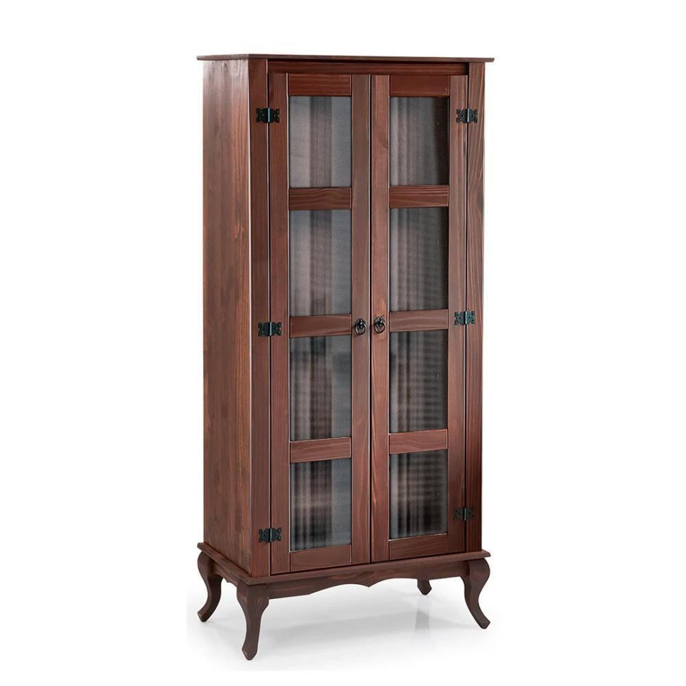 Cristaleira 2 Portas Madeira Maciça Rústica Sala De Jantar Imbuia - 2