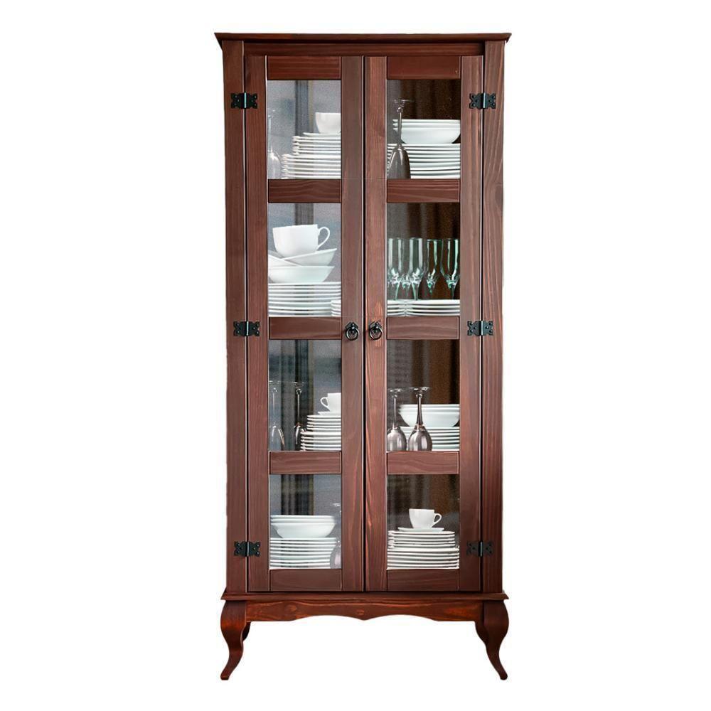 Cristaleira 2 Portas Madeira Maciça Rústica Sala De Jantar Imbuia - 8